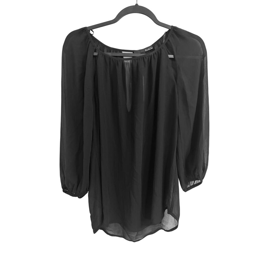NWT RO & DE Sheer Black Nordstrom Top Blouse M (1372)